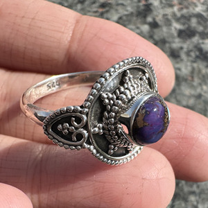 925 Sterling Silver Purple Copper <b>Turquoise</b> <b>Ring</b> Natural Composite Gemstone Jewelry Vintage Style Women's Silver <b>Ring</b> - Product Image 5