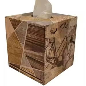 Venta caliente caja de pañuelos de madera servilletero con diseño de impresión de pegatina Floral para Hotel restaurante Mesa decorativa uso diario - Product Image 1