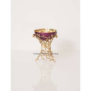 Quemador redondo pulido brillante de acero inoxidable con soporte de diseño atractivo chapado en oro fundido de aluminio quemador de incienso Bakhoor - Product Image 2