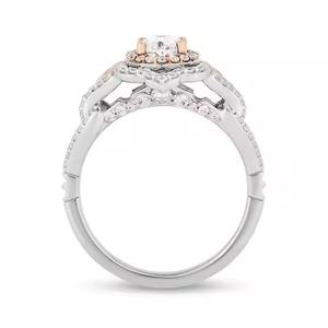 Anillo de compromiso de diamantes de moissanita Original de corte ovalado, Plata de ley de dos tonos, anillo de Marco adornado Floral extraordinario 925 - Product Image 6