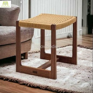 Taburetes para niños de punto de cuerda de madera maciza antigua elegante CAMBIO DE ZAPATOS pequeño resistente hecho a mano para niños o adultos - Product Image 6