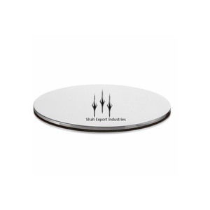 Plateau rond en aluminium au design unique pour bougie pilier, décoration lumineuse de Noël pour la maison, plateau à bougie argenté pour table - Product Image 2
