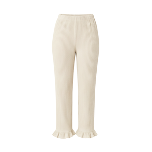 Pantalons décontractés en coton mélangé pour femmes, en gros, pour l'hiver, en tricot côtelé, respirant, écologique, taille élastique, jambes larges, ourlet en feuille de laitue - Product Image 1