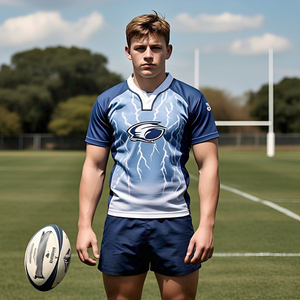 Haute Qualité 100% Polyester Rugby Jersey Personnalisé Équipe Sportswear Rugby Uniforme Chemises Rugby Shorts Ligue Jersey - Product Image 3