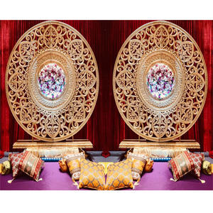 Cadre rond glamour pour décor de scène de mariage Cadre en fibre circulaire pour décor de mariage Réception de scène Cadre à dos rond FRP - Product Image 1