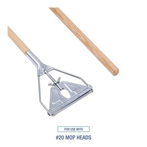 Boardwalk 62 Pulgadas Mango de madera con cabezal metálico de cambio rápido, mango de fregona de grado comercial para No. 20 o más cepillos de limpieza - Product Image 5