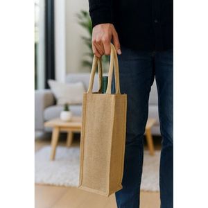 Sac cadeau pour bouteille de vin en jute pour une présentation élégante - Product Image 2