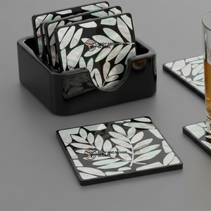 Best Quality Handmade <b>Black</b> White Mother Pearl (MOP) 24-Piece Square Luxury <b>Coaster</b> Set Holder Tabletop Decor Available Export - Product Image 3