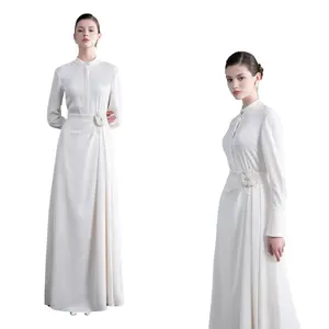 Maxi Women'S Dresses Custom Logo Jenny Embellished Maxi Dress Round Neck Deknit Back Satin Georgette Boxes Whiteant Wholesaler