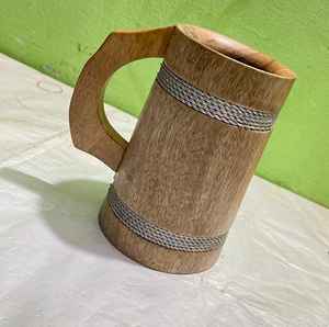 Taza de cerveza de madera de lujo Diseño clásico Taza de bebida de madera Estilo Jarra Taza de acero de vidrio para fiesta Café Regalo de hombre Taza de madera - Product Image 5