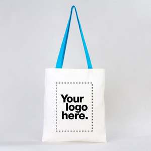 Bolsa de Tela de Algodón Orgánico al por Mayor, Económica, en Grandes Cantidades, con Asas Turquesa, Personalizada, 14W X 16H Pulgadas, Reciclable - Product Image 2