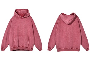 Sweat à capuche oversize unisexe en coton délavé à l'acide, style streetwear, doux et confortable - Product Image 5