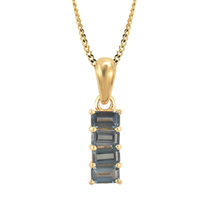 London Blue Topaz Octagon Pendant 925 Silver Four-Stone Bar Design Prong Setting Joyería fina hecha a mano por Ishime Jewels - Product Image 4