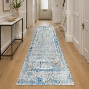 Tapis de salon en chenille gris argenté à motif design imprimé numériquement, lavable en machine, antidérapant - RUGS DEPOT LXDP-1023 (vente en gros) - Product Image 5