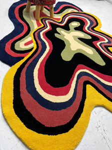 High Quality Custom Wool Handmade Tufted Area <b>Rug</b> Irregular Shaped Psychedelic Design for Home Bedroom Room <b>Space</b> Flooring - Product Image 2