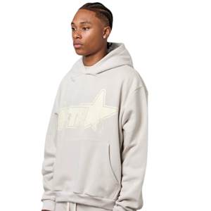 Sudadera con Capucha Extra Grande para Hombre, 380GSM, Algodón Orgánico Grueso, Estilo Urbano, con Estampado Retro de Estrellas - Product Image 4