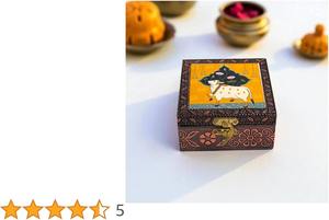 Boîte à bijoux en bois exclusive avec impressions artistiques sur la surface pour l'organisation de bijoux haut de gamme, personnalisée en Inde - Product Image 3