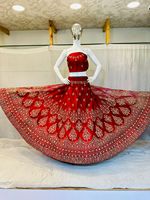Nuptiale Premium Anarkali Salwar Zarna 16 Kali Lehenga Plein Jharokha Pierre Miroir Shisha Lourd Paillettes Travail Net Grand Indien Vêtements