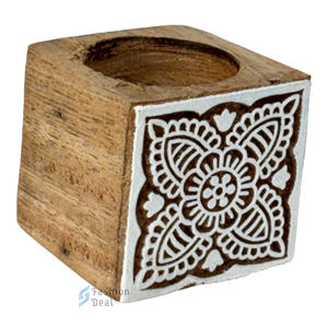 Support de bougie chauffe-plat rectangulaire en bois fait main et écologique (sans bougie chauffe-plat) – Impression 2 couleurs – Décoration d'intérieur pour fêtes - Product Image 3