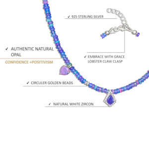 Collier de perles à breloque en opale de lavande naturelle en argent sterling 925 pour femme de 18 pouces pour cadeau d'anniversaire ou de mariage - Product Image 4