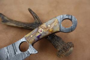 Couteau en acier damas fait à la main avec poignée personnalisée Gaine en cuir Cadeau pour hommes Support OEM - Product Image 2