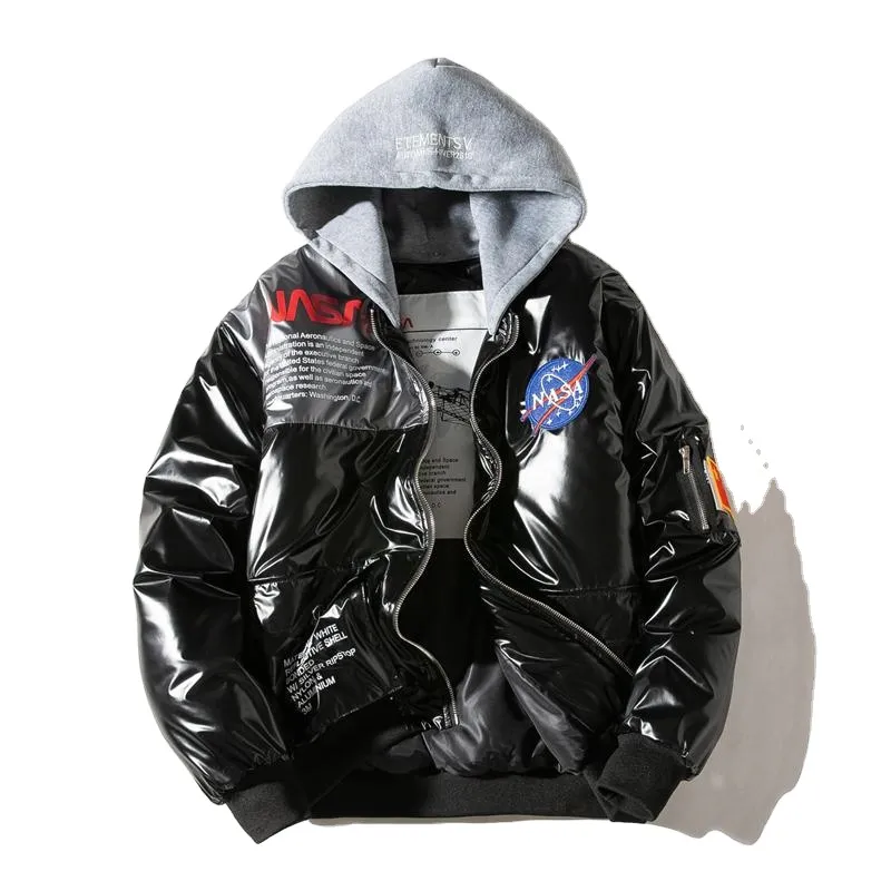 2022 Winter NASA thicken Padding bomber jacket mens and women and baseball padded jacket without hood