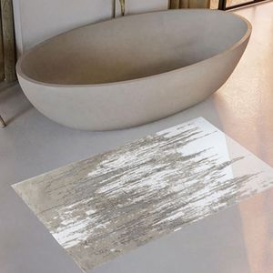 Alfombra de baño y ducha <span class=keywords><strong>Marsan</strong></span> de 70x120cm, plateada, de hilo de algodón teñido, jacquard abstracto, producción personalizada - Hecho en Turquía - Product Image 1