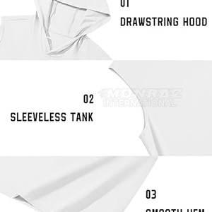 Moda hombres sudaderas con capucha sin mangas al por mayor hombres entrenamiento casual personalizado sudaderas con capucha sin mangas para hombres - Product Image 5