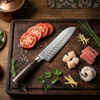Couteau Santoku professionnel de 7 pouces, ultra-affûté, en acier inoxydable à haute teneur en carbone, couteau de chef japonais