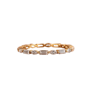 Bague de mariage en diamant de laboratoire: Bague empilable taille baguette et marquise - Product Image 1