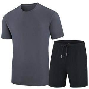2025 Wholesale Custom Summer New Arrival Polyester Cotton Jogging Sportswear Tracksuit And Shorts 2 Piece <b>Men</b> T Shirts Sets - Product Image 5