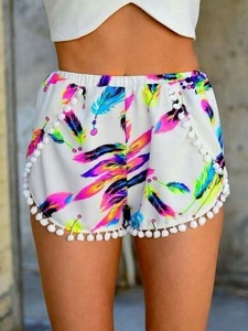 XL dames coton décontracté Shorts taille élastique Logo personnalisé respirant tissé été printemps Board Shorts dentelle coupe ample coloré - Product Image 2