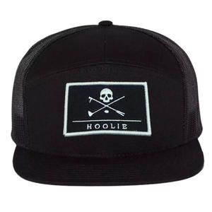 Sombrero de camionero de 7 paneles de color sólido con logotipo personalizado, sombrero de ala plana, Snapback, malla transpirable, hebilla ajustable de una sola fila, promociones al por mayor - Product Image 4