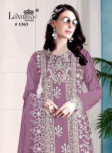 Elegant Heavy Embroidered Tunic Kurti with Handwork Detailing Glamorous Embroidered Sleeves With Organza Dupatta - Product Image 5