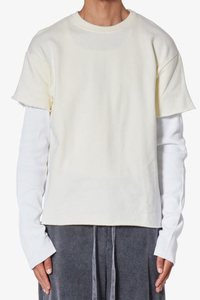 Chất Lượng Cao Nặng Bông 2 Trong 1 Đôi Lớp Áo Dài Tay Áo Trống T Áo Sơ Mi Nam Tùy Chỉnh Hai Lớp Màu Đen Trắng T Áo Sơ Mi - Product Image 6