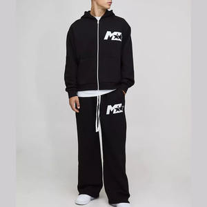 Chándal holgado personalizado para hombre con sudadera con cremallera y pantalones cónicos perfecto para clubes de Equipos e informales - Product Image 6