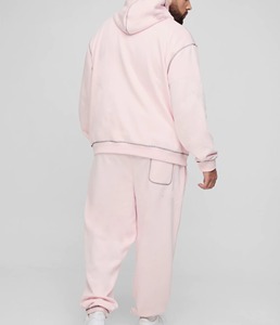 Ensemble survêtement oversize streetwear d'hiver personnalisé, délavé au soleil, uni, avec cordon de serrage, sweat-shirt et pantalon de survêtement, lavage à l'acide, sweat-shirt pour homme - Product Image 6