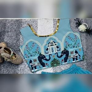 Lehenga Choli para Niñas, Ropa de Fiesta, Estampado Digital, Algodón Muselina, Vestido de Boda, Hasta 13 Años, Precio al por Mayor - Product Image 6