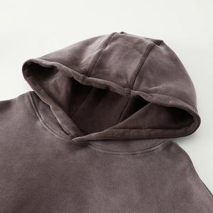 Sweats à capuche unisexes vente en gros sans cordon de serrage impression personnalisée broderie logo coton épaule tombante pull à capuche poids lourd - Product Image 5