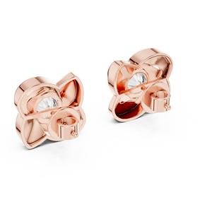 Boucles d'oreilles clous en or rose 14K, diamant solitaire de laboratoire taille brillant rond, luxe Blush Bloom Rosella Twist, Velour - Product Image 3