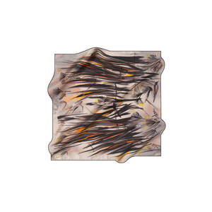 Écharpe carrée en soie beige avec motif brossé - Product Image 1