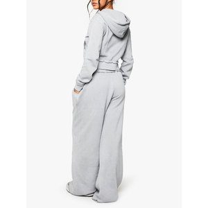 Pantalon de survêtement en coton pour femme avec logo personnalisé, jambe large ample, style avant plat pour l'hiver - Product Image 2