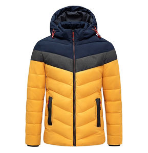 Vente en gros 100% veste matelassée en coton d'hiver en polyester dernière conception veste rembourrée imperméable bicolore à capuche pour hommes - Product Image 1