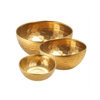 Bol de service en métal plaqué or de luxe de qualité supérieure pour les décorations de table de mariage pour le service de fruits et légumes
