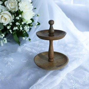 Support de décoration de gâteau en bois à 2 étages pour décoration de mariage Support de gâteau en bois d'acacia fini naturel à 2 étages pour décoration de gâteau de mariage - Product Image 3