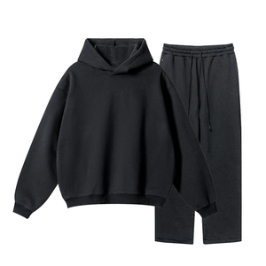 Ensemble de sweats à capuche pour hommes 350gsm Baggy Streetwear ensemble de pantalons de survêtement et de sweat à capuche en molleton brodé personnalisé pour hommes - Product Image 1