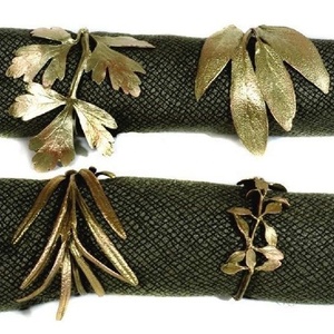 Gold Plated Wedding Banquet Dinner <b>Birthdays</b> <b>Table</b> decor Five leaf Flower Design Decorations Napkin buckle - Product Image 2