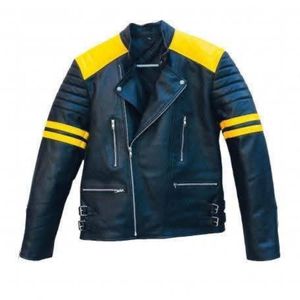 Esta es una chaqueta de motociclista de cuero auténtico color canela, de corte ajustado, con cuello Nehru. - Product Image 4