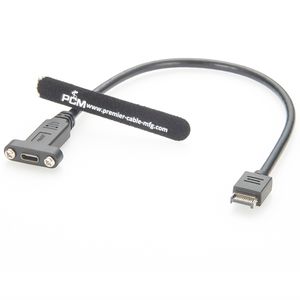 30毫米USB 3.1前面板接头类型E至usb-c类型C USB 3.1母连接器延长线电缆 + 面板安装螺钉 - Product Image 1