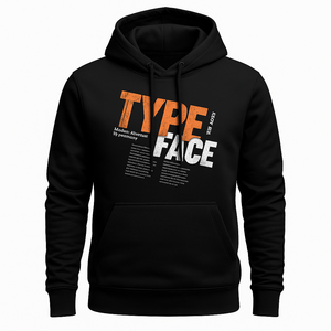 Type Face Theory Sudadera con capucha estampada para hombre Premium Streetwear Pullover con diseño de tipografía moderna - Product Image 1